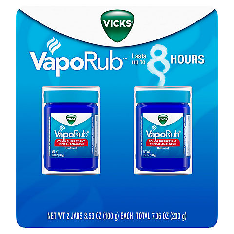 Vicks VapoRub Cough Suppressant Topical Analgesic Ointment, 2 pk./3.53 oz.