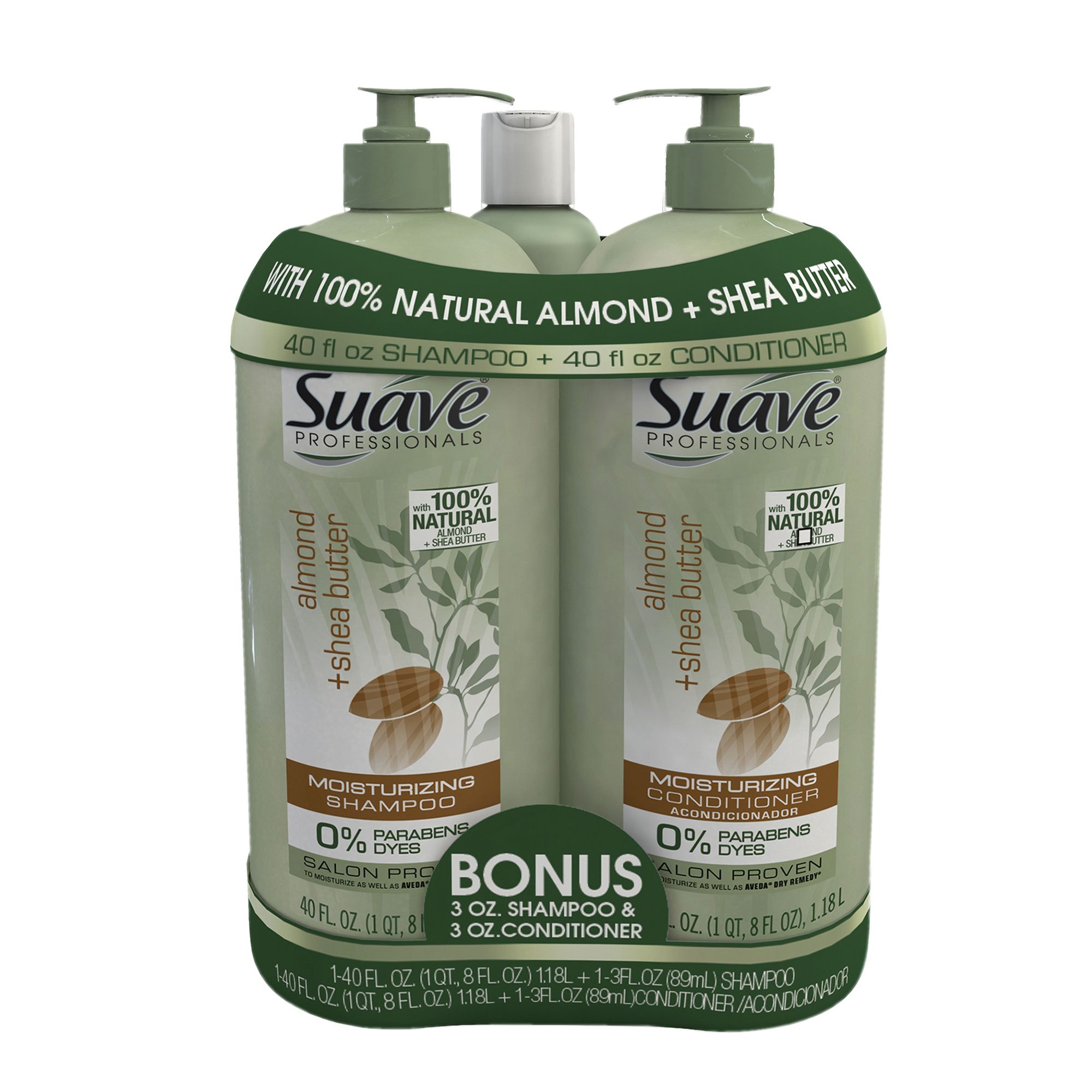 Suave Professionals Almond And Shea Shampoo And Conditioner 2 Pk 40 Oz With 3 Oz Shampoo And Conditioner Bonus Bjs Wholesale Club