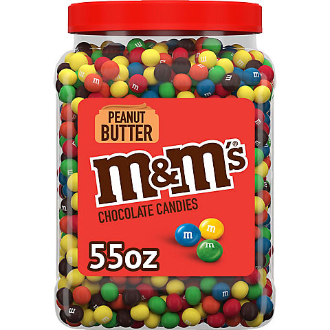 M&M's Chocolate Candy Bulk Jar, Peanut Butter Milk Chocolate Candy, 62 oz.