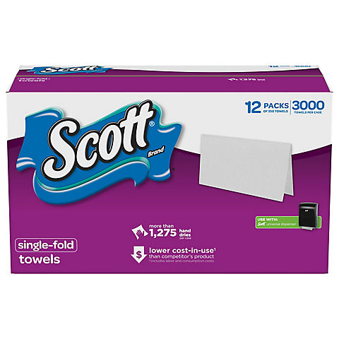 Scott Single-Fold Paper Towels, 3,000 ct.