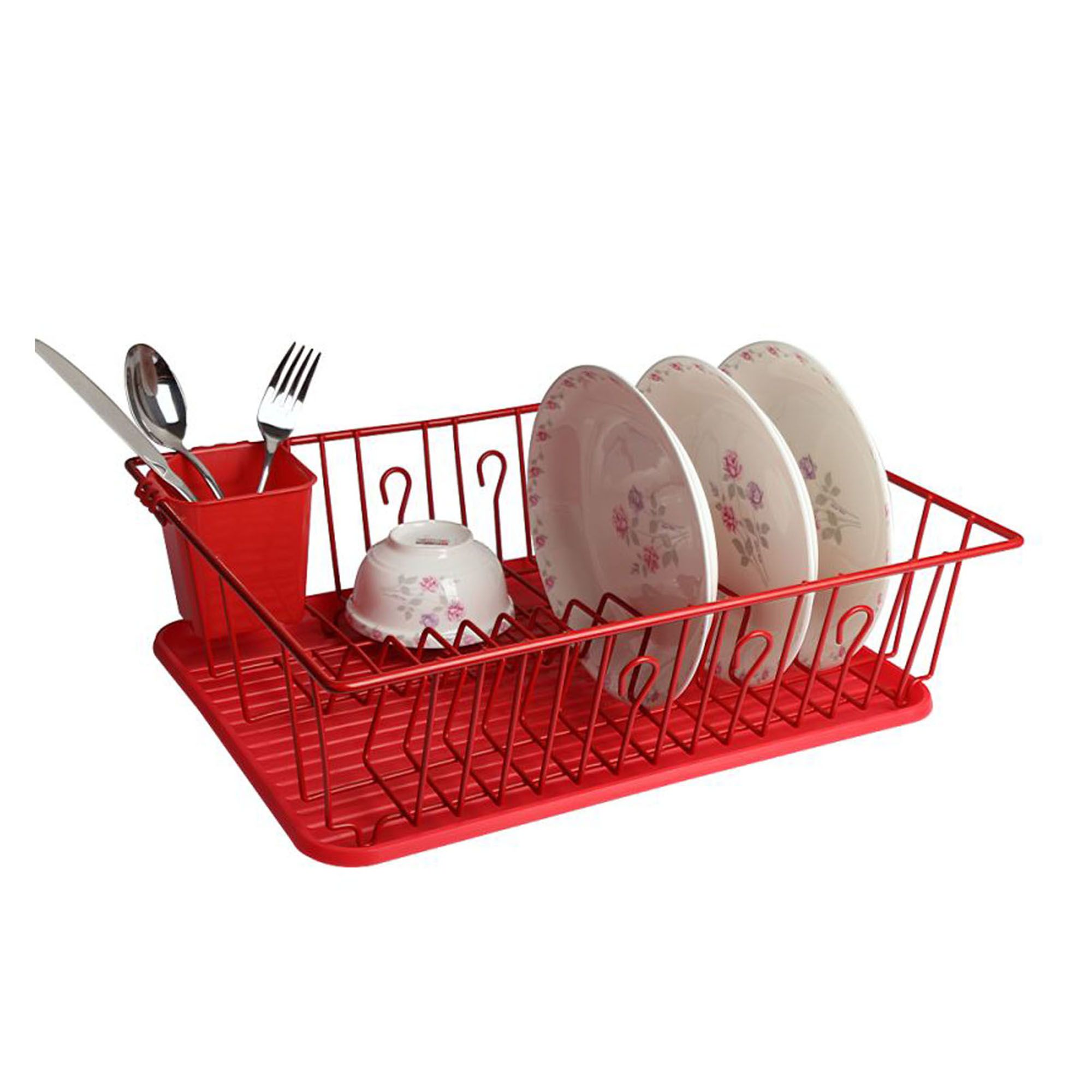 MegaChef 17.5 Red Dish Rack