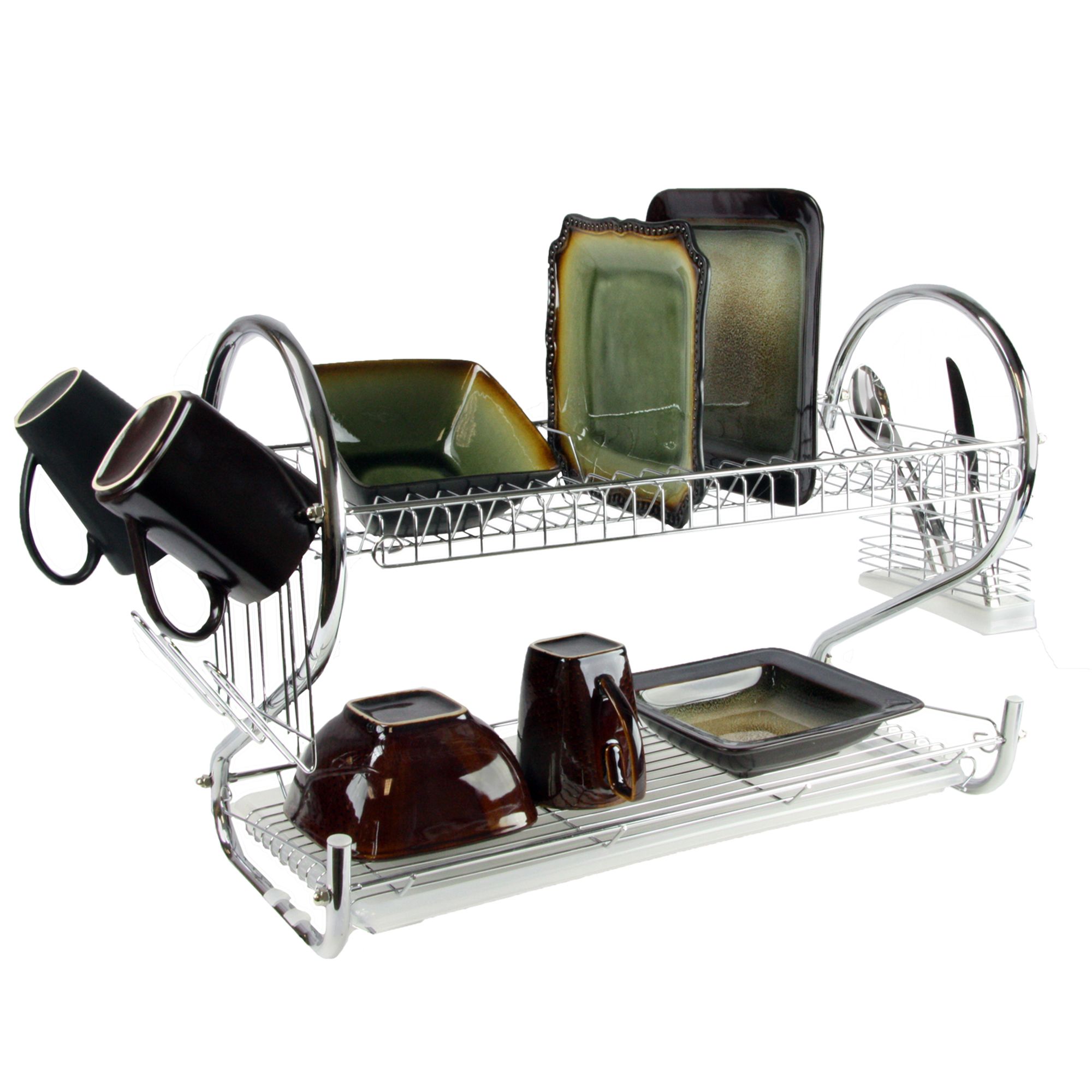 MegaChef 16 Counter Top Drying Dish Rack, Black