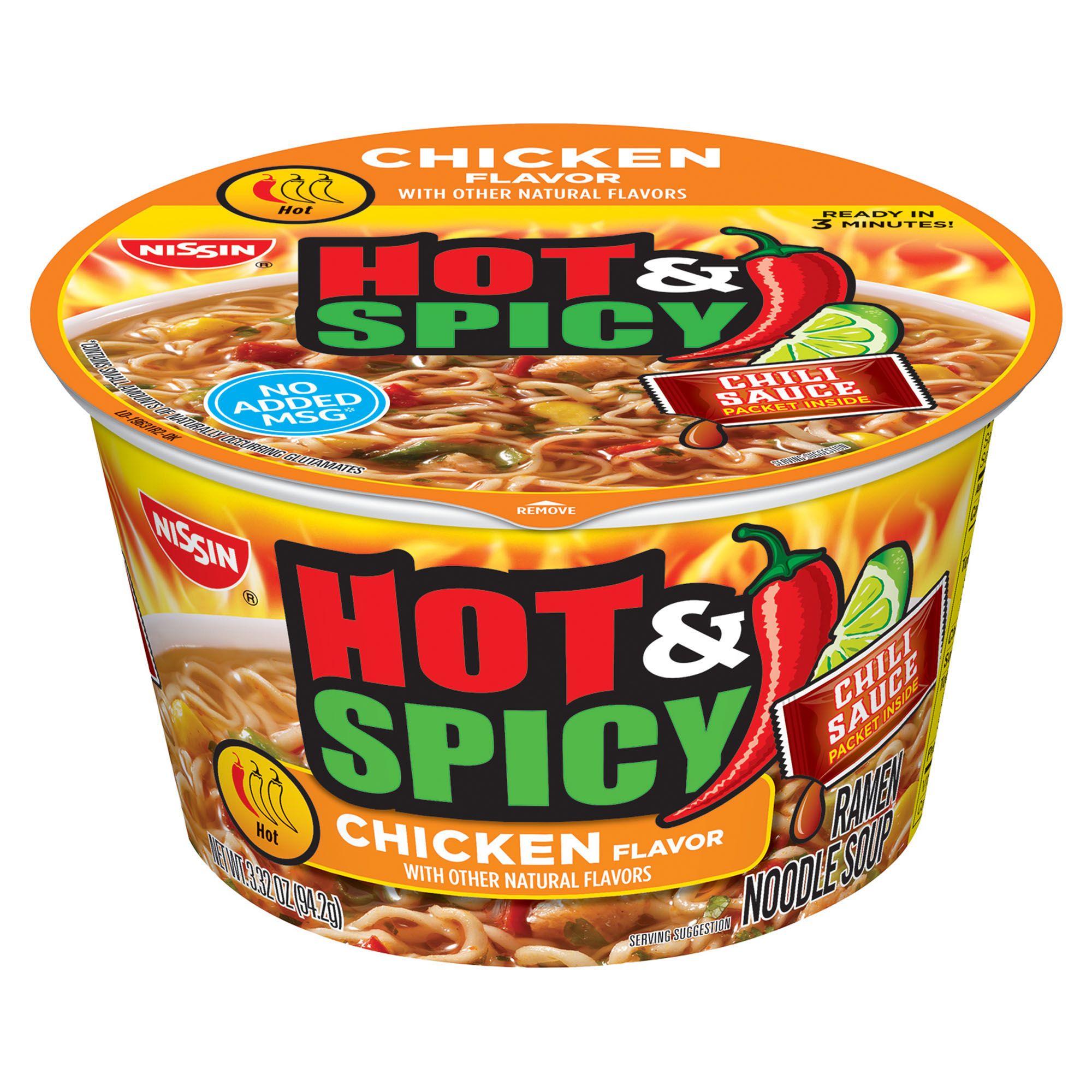 Nissin Bowl Ramen Noodle Soup Hot & Spicy Fiery Beef - 3.28 oz cup