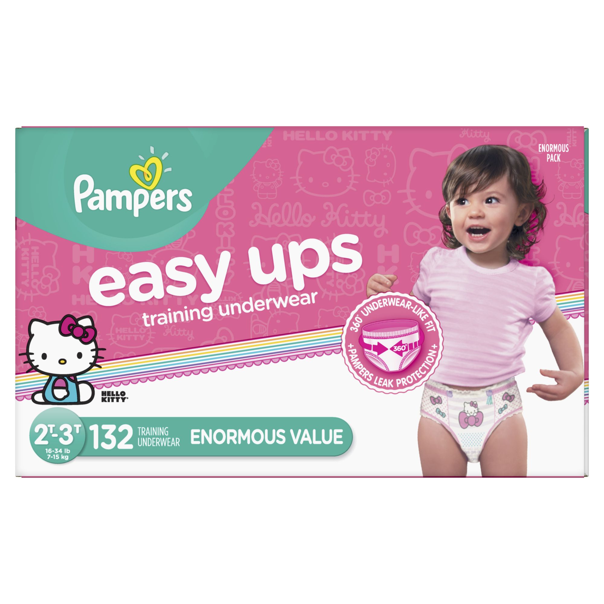 Pampers Easy Ups Training Underwear For Girls, Size 3T-4T, 132 ct