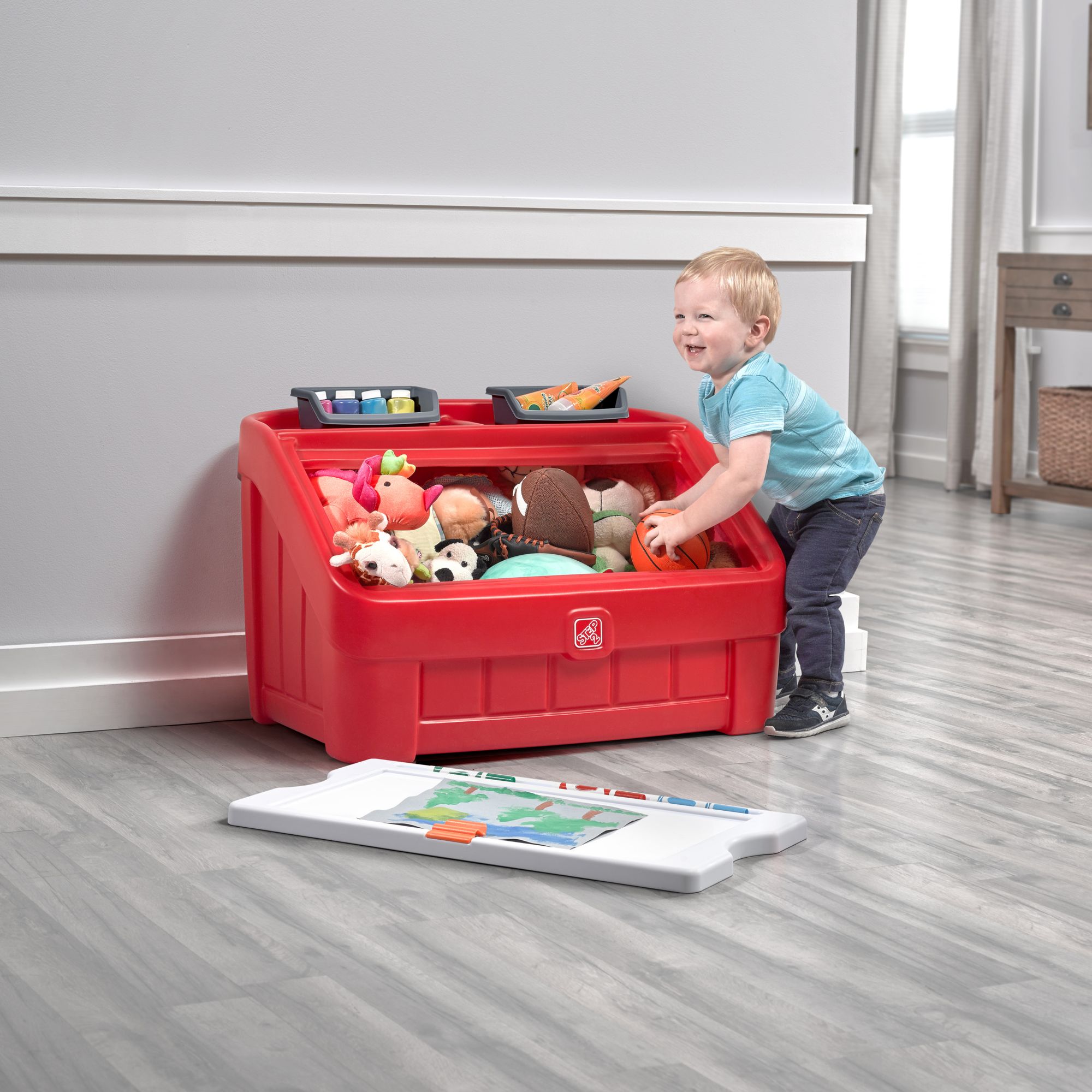 step 2 toy box with shelves