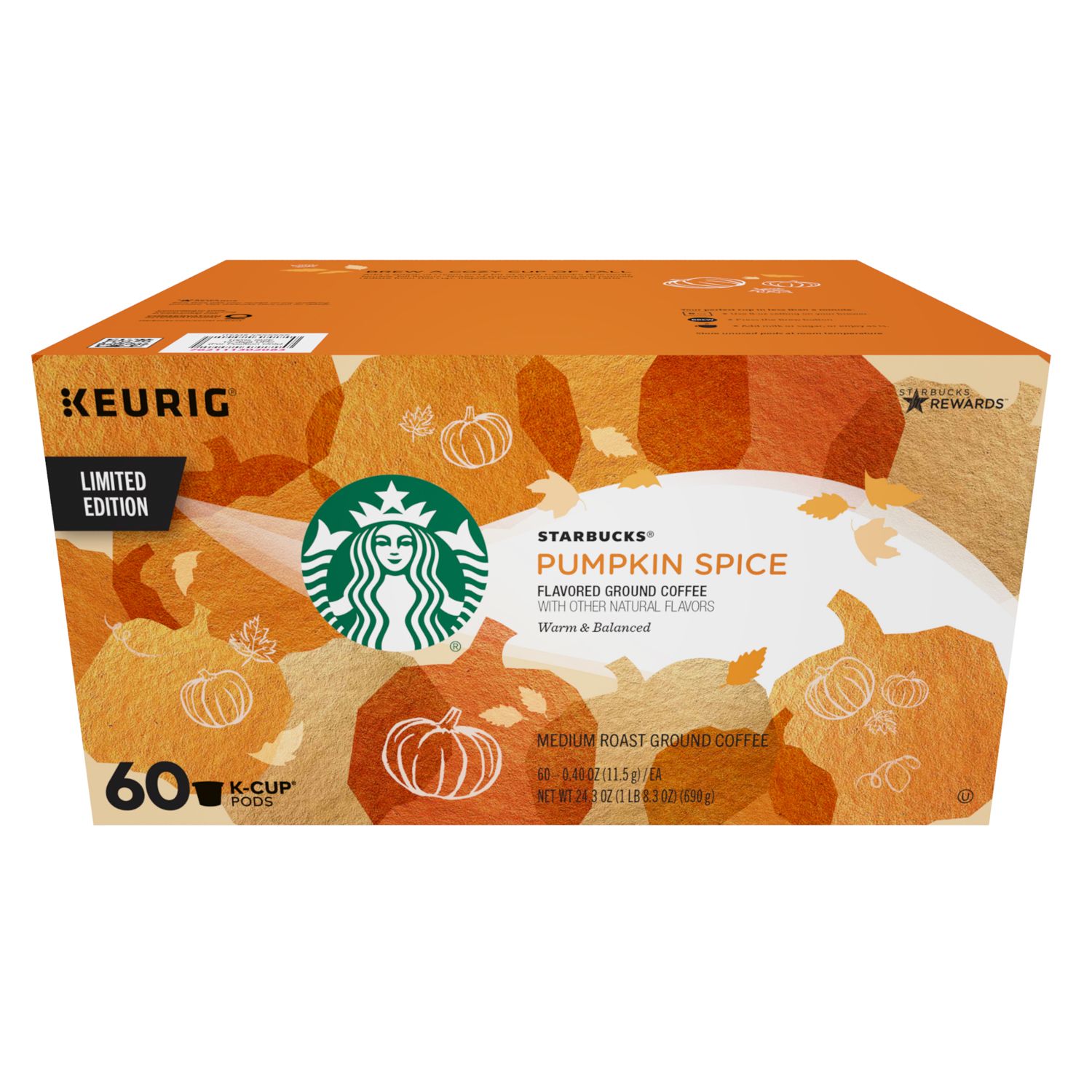 Starbucks Pumpkin Spice K Cup Pods 60 Ct Bjs Wholesale Club