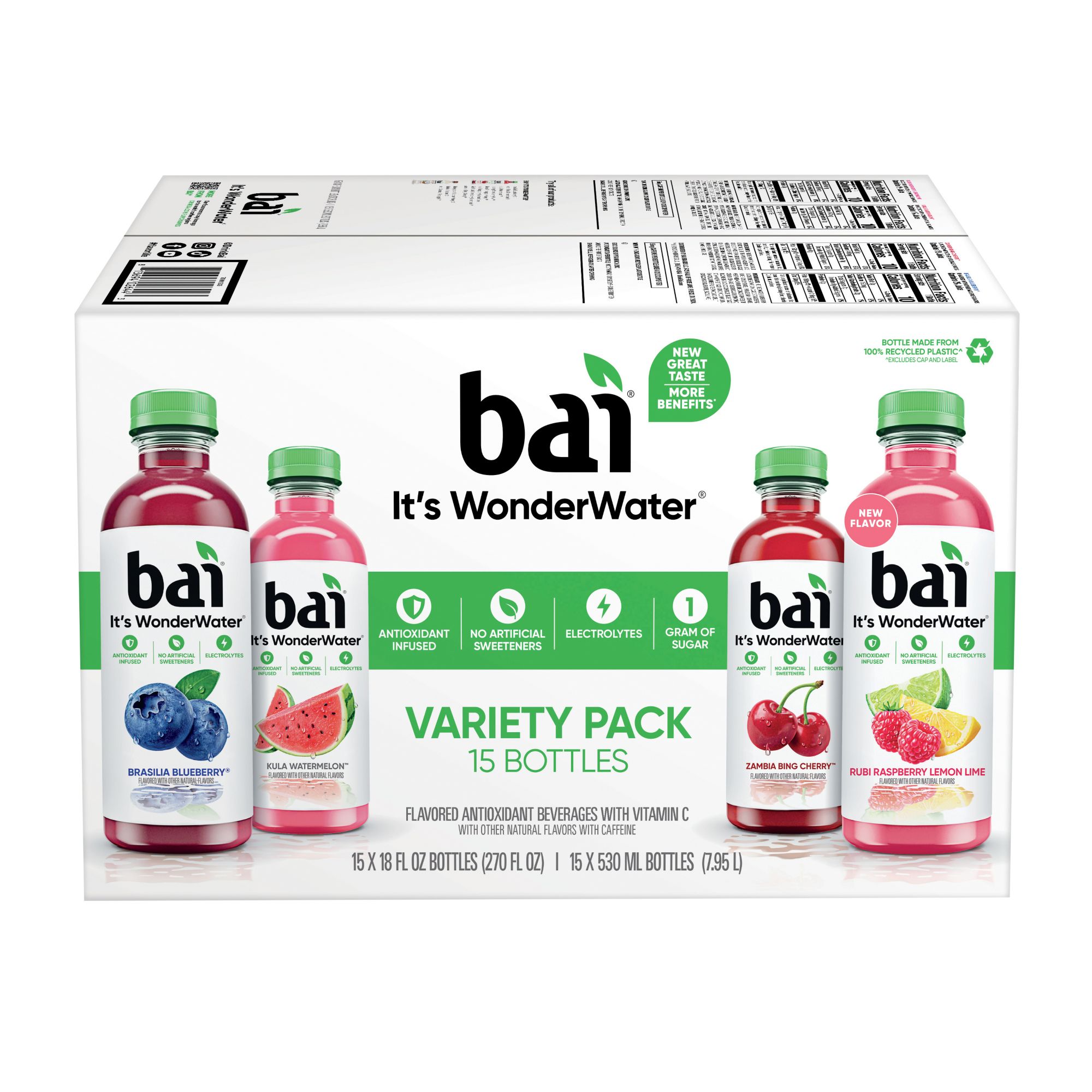  Bai Flavored Water, Rainforest Variety Pack