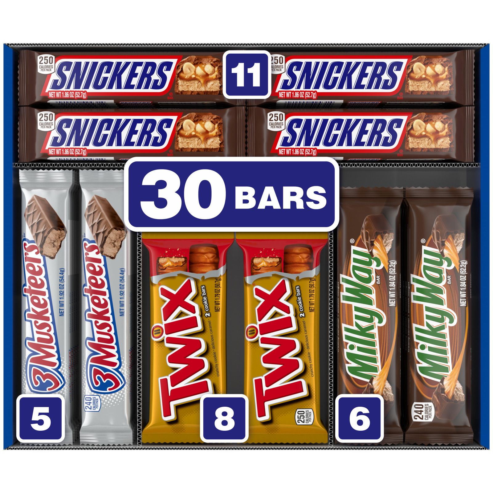 Snickers, Twix & More Chocolate Candy Bars, Full-Size Variety Pack, 30 ct.