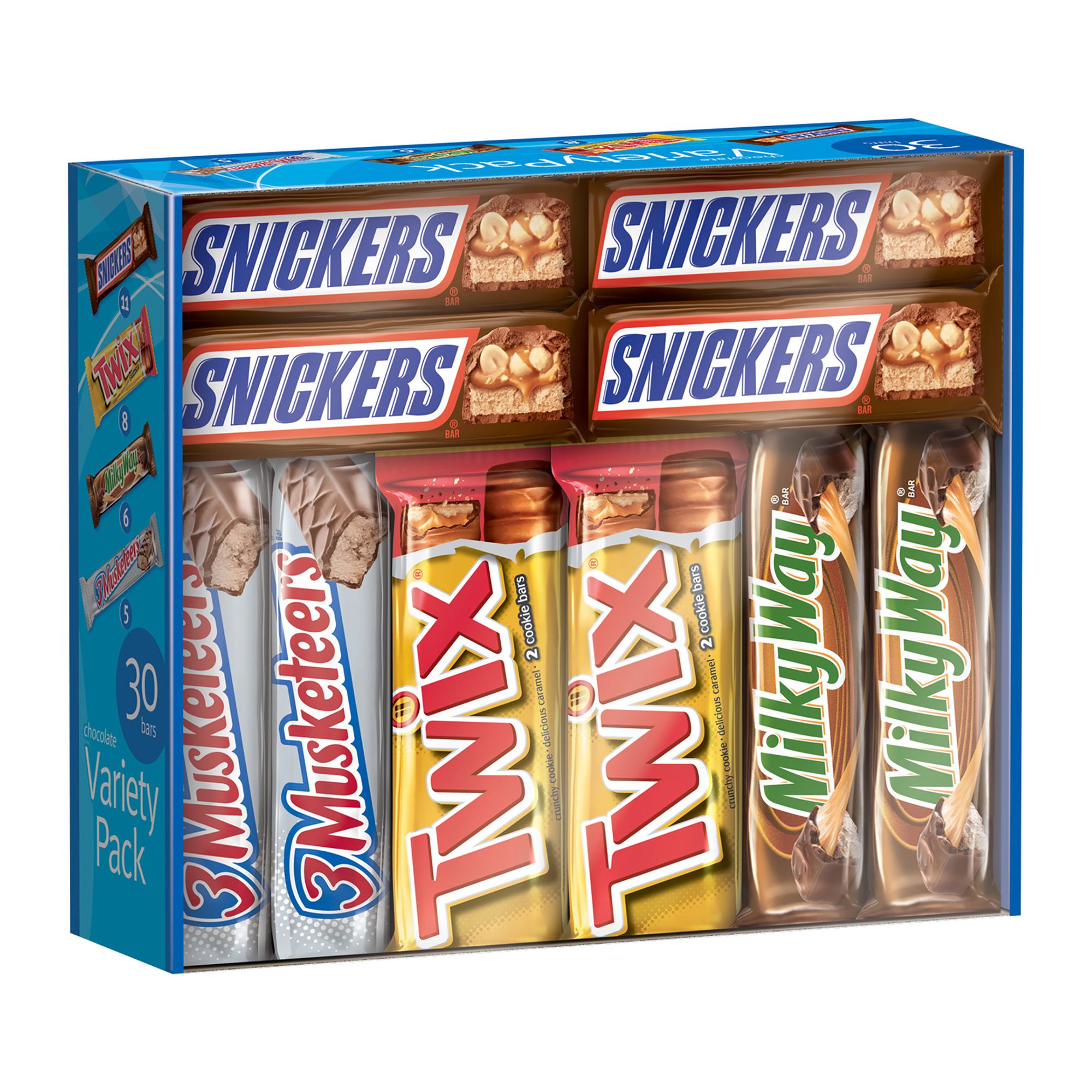 M&M's, Snickers and More Chocolate Candy Bars, Variety Pack, 30-count