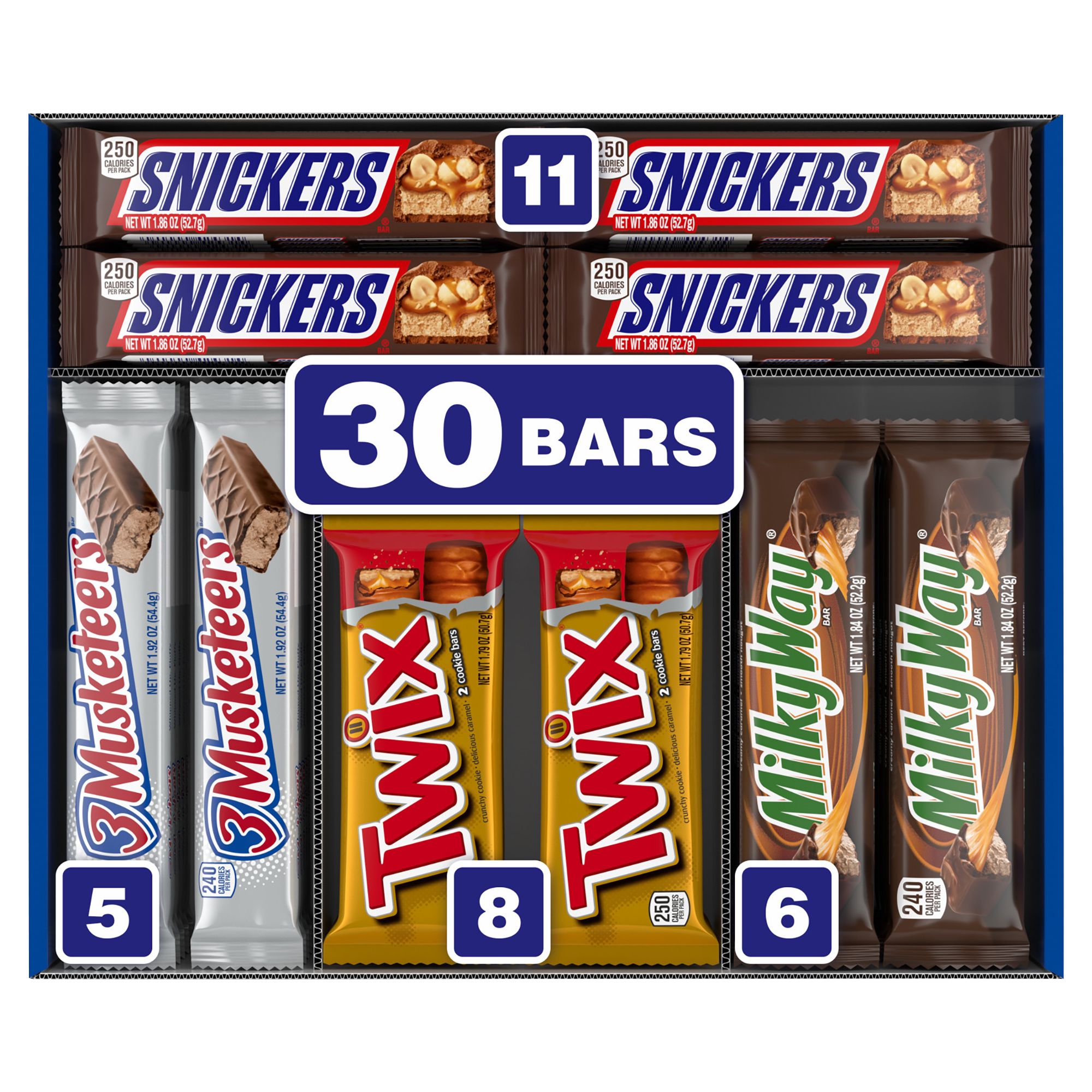 Snickers, Twix & More Chocolate Candy Bars, Full-Size Variety Pack, 30 ct.