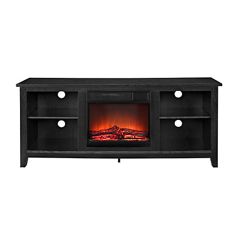 W. Trends 58" Rustic Fireplace TV Stand for Most TV's up to 65