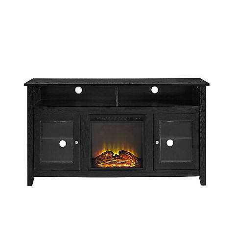 W. Trends 58" Transitional Glass Door Fireplace Tall TV Stand for Most TV's up to 65"