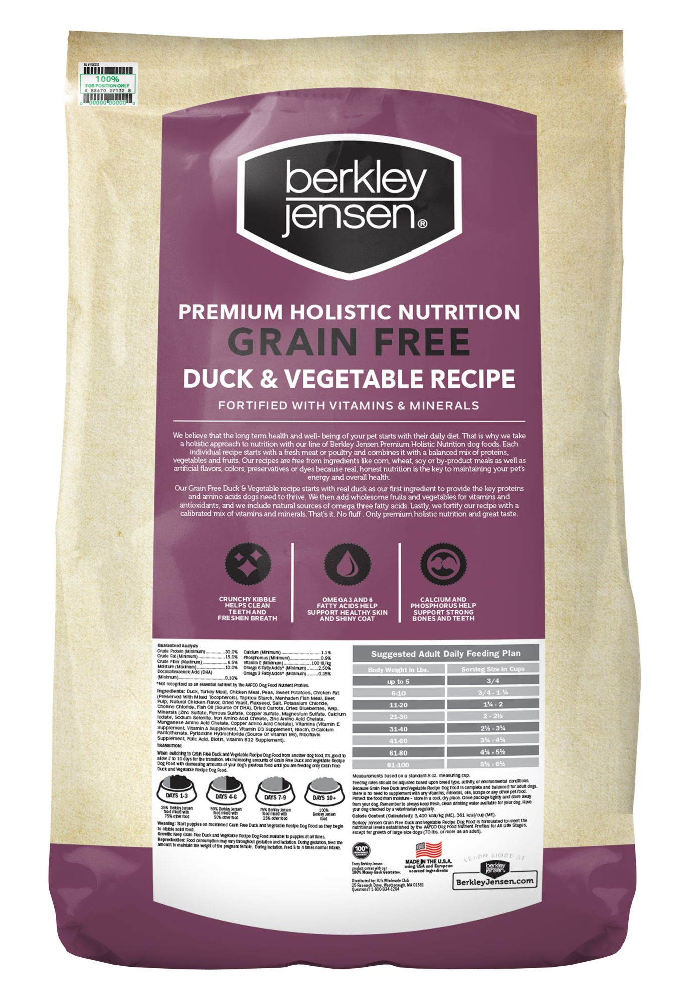 Berkley Jensen Grain Free Duck and Vegetable Dry Dog Food 20 lbs