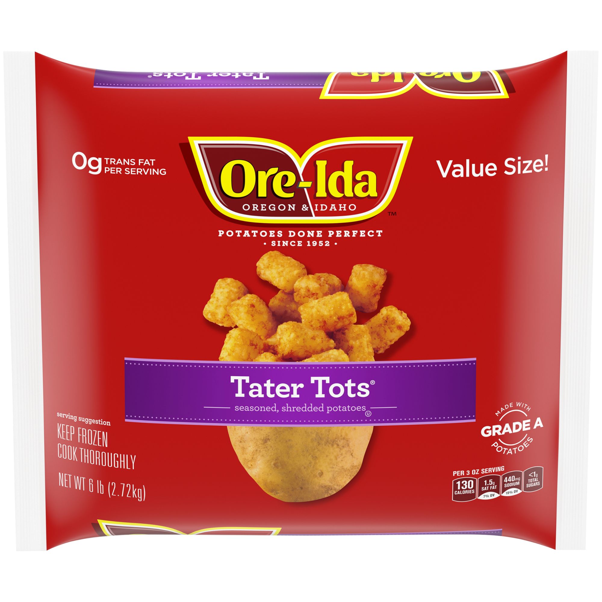 Ore-Ida Golden Tater Tots Seasoned Shredded Frozen Potatoes Value Size, 5  lb Bag