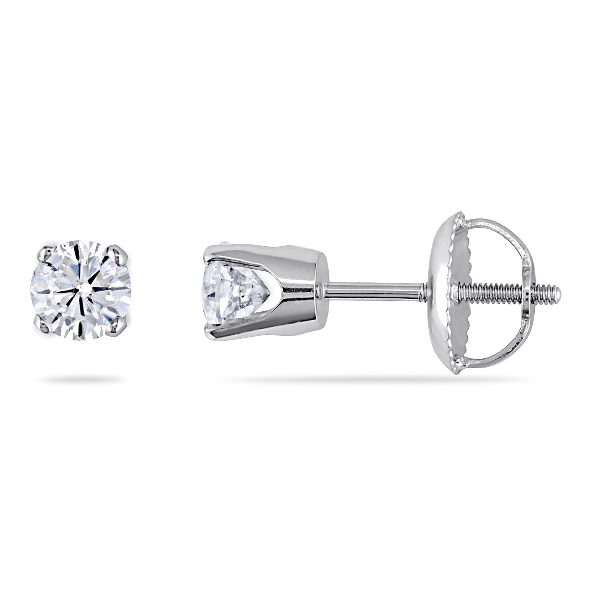 1 CT. T.W. Diamond Solitaire Stud Earrings in 14K White Gold (J/I3)