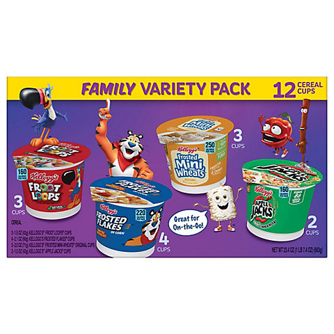 Kellogg's Breakfast Cereal Cups Family Variety Pack, 12 ct.