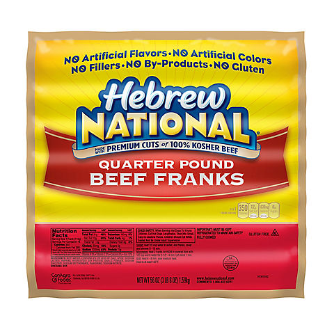 Hebrew National Quarter-Pound Beef Franks, 56 oz.