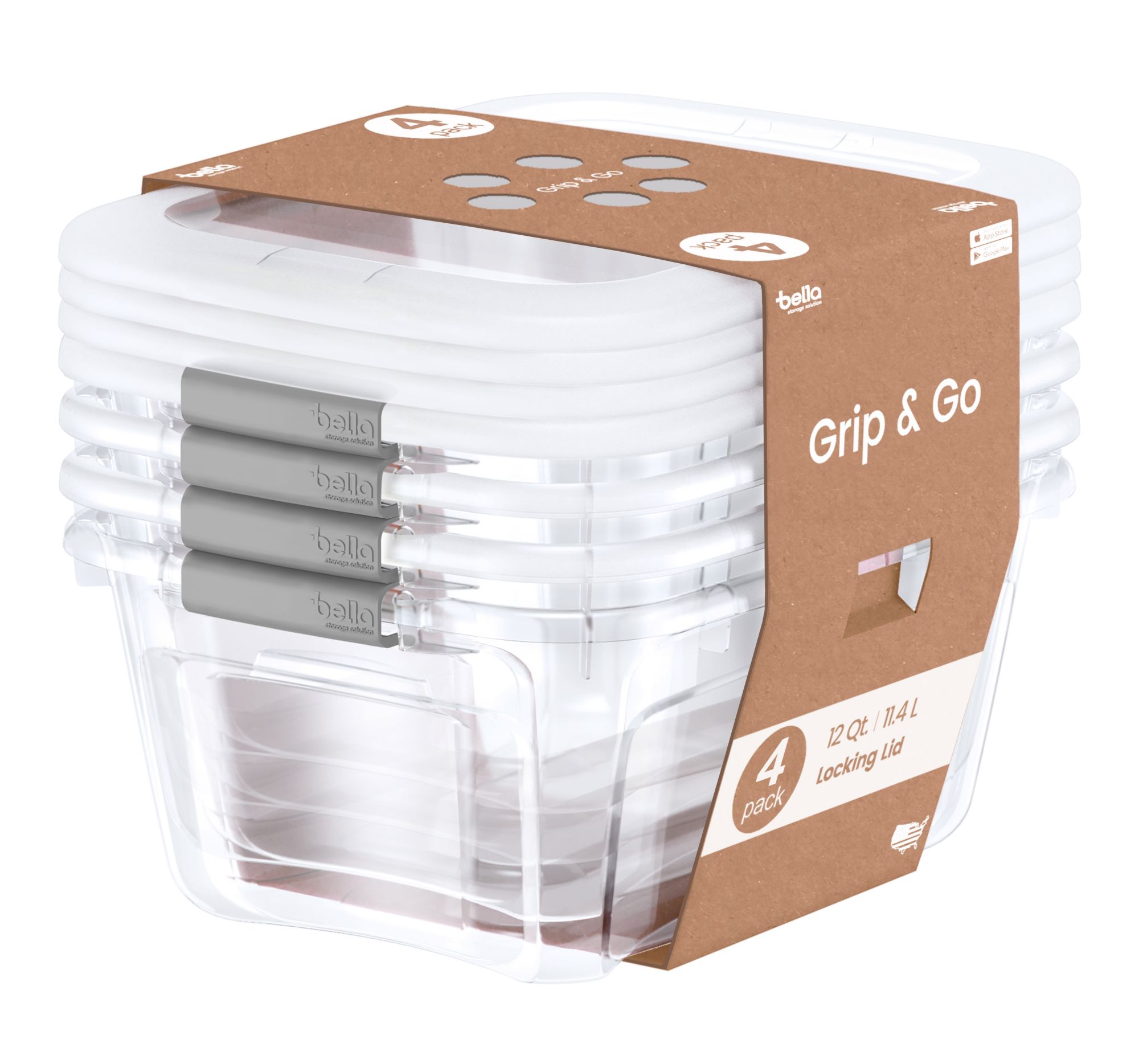 5.5-Quart Clear Storage Box with Lid, 12-Pack