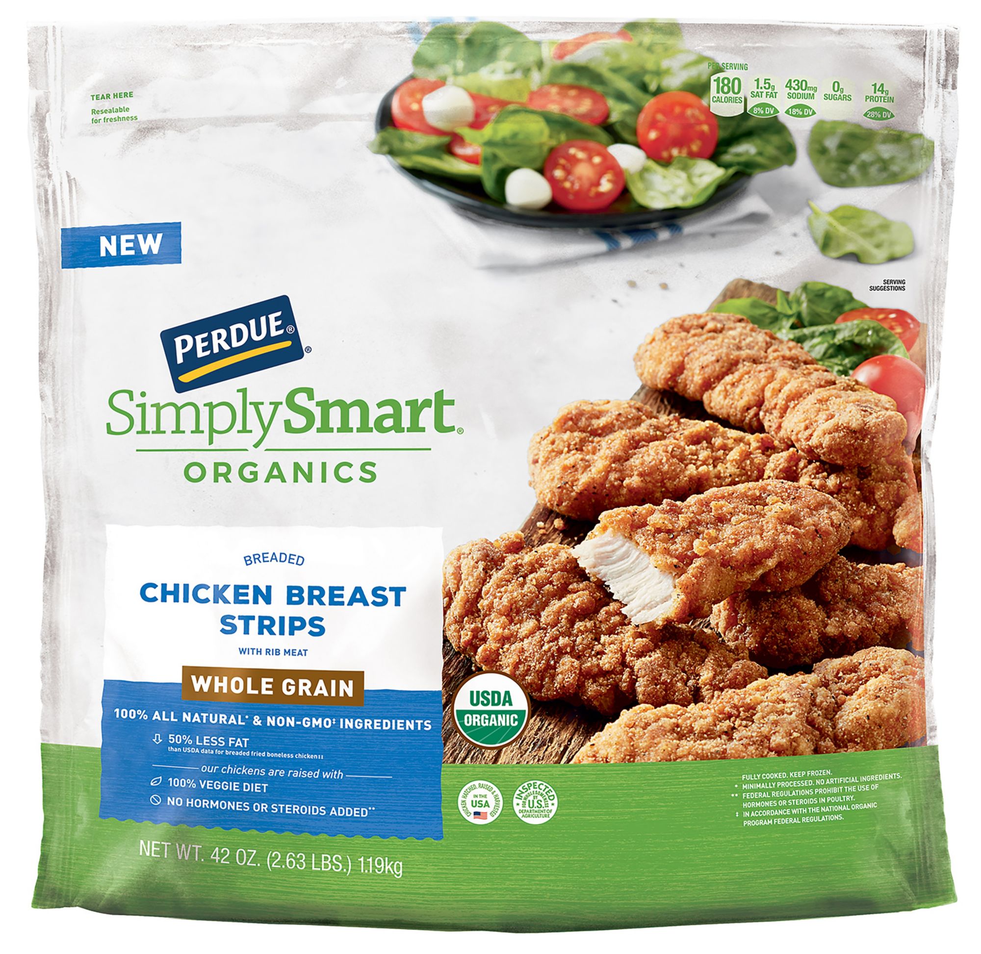 perdue simply smart organics lightly breaded frozen chicken breast strips