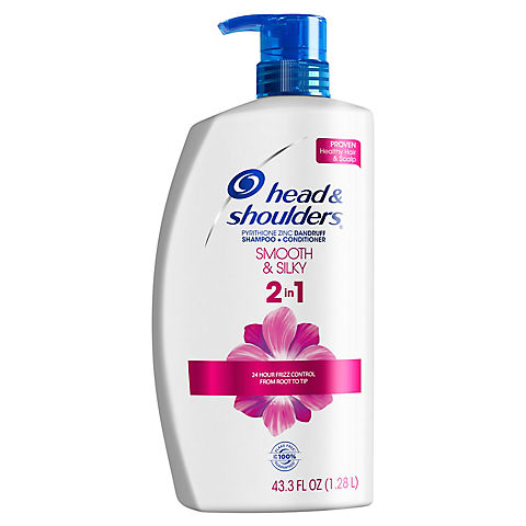 Head and Shoulders Smooth & Silky 2 in 1 Dandruff Shampoo and Conditioner, 43.3 fl. oz.