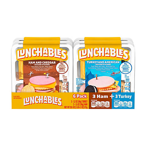 Lunchables Ham/Cheddar & Turkey/American Cracker Stackers Variety Pack, 6 pk.