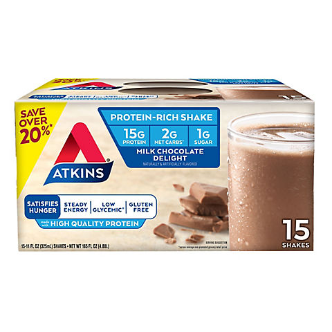 Atkins Milk Chocolate Protein Rich Shake, 15 ct./11 oz.