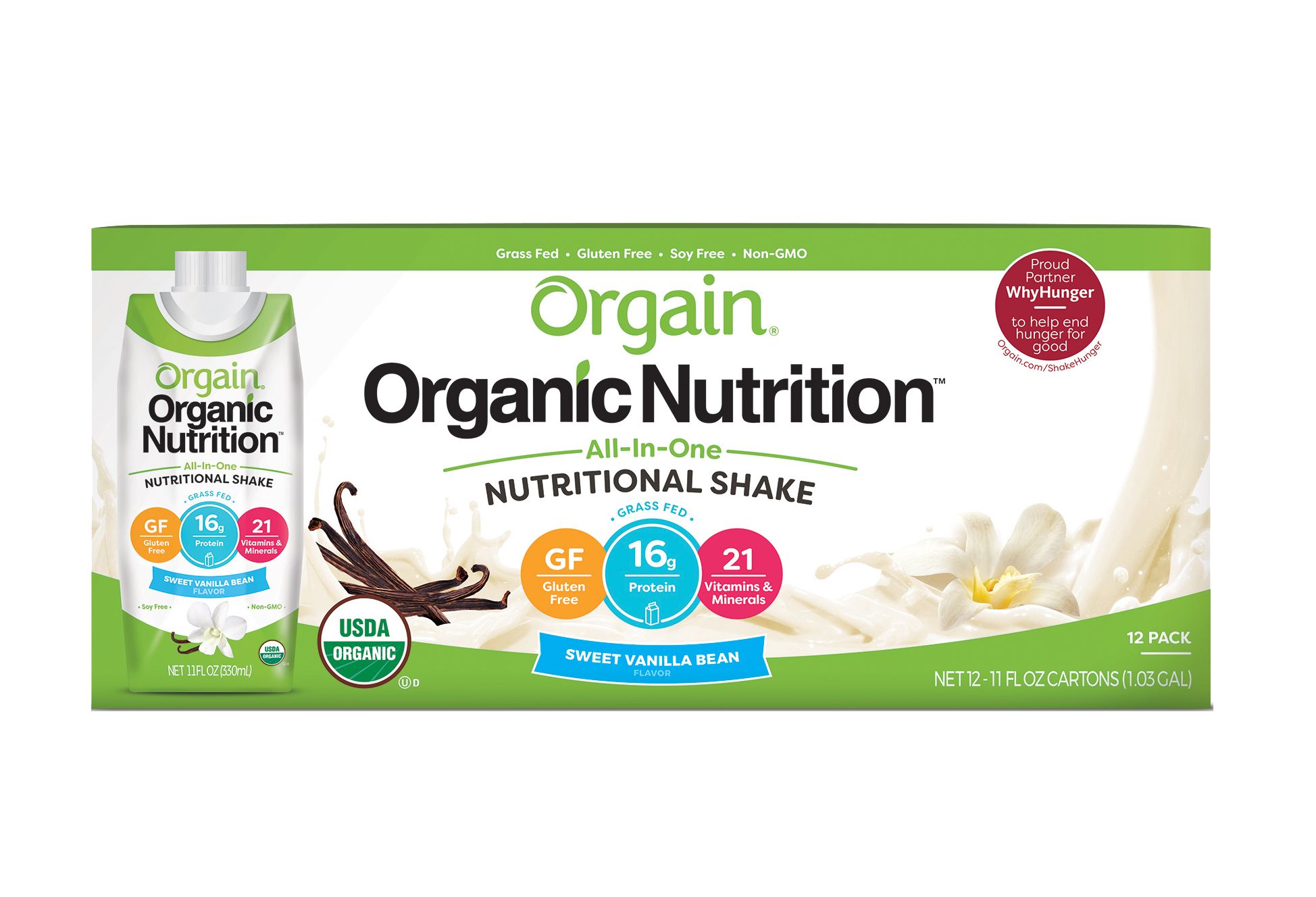 Orgain Kids Plant Protein Nutritional Shake, Organic, Vanilla Flavor, 12 Pack - 12 pack, 8 fl oz cartons