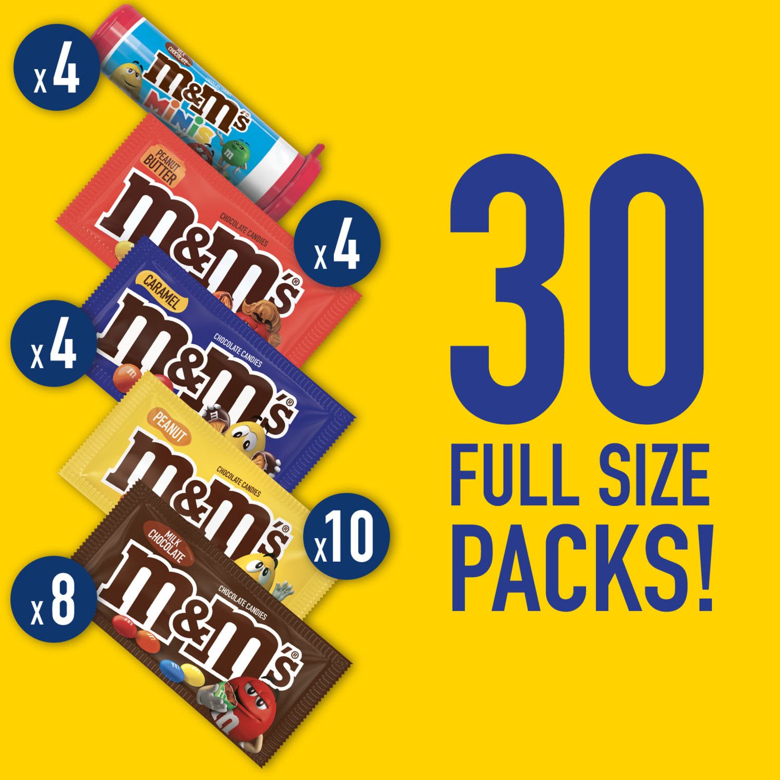 30 Mars Variety Pack Snickers M&M Chocolate/Peanuts Twin Milky Way 30  Full Size