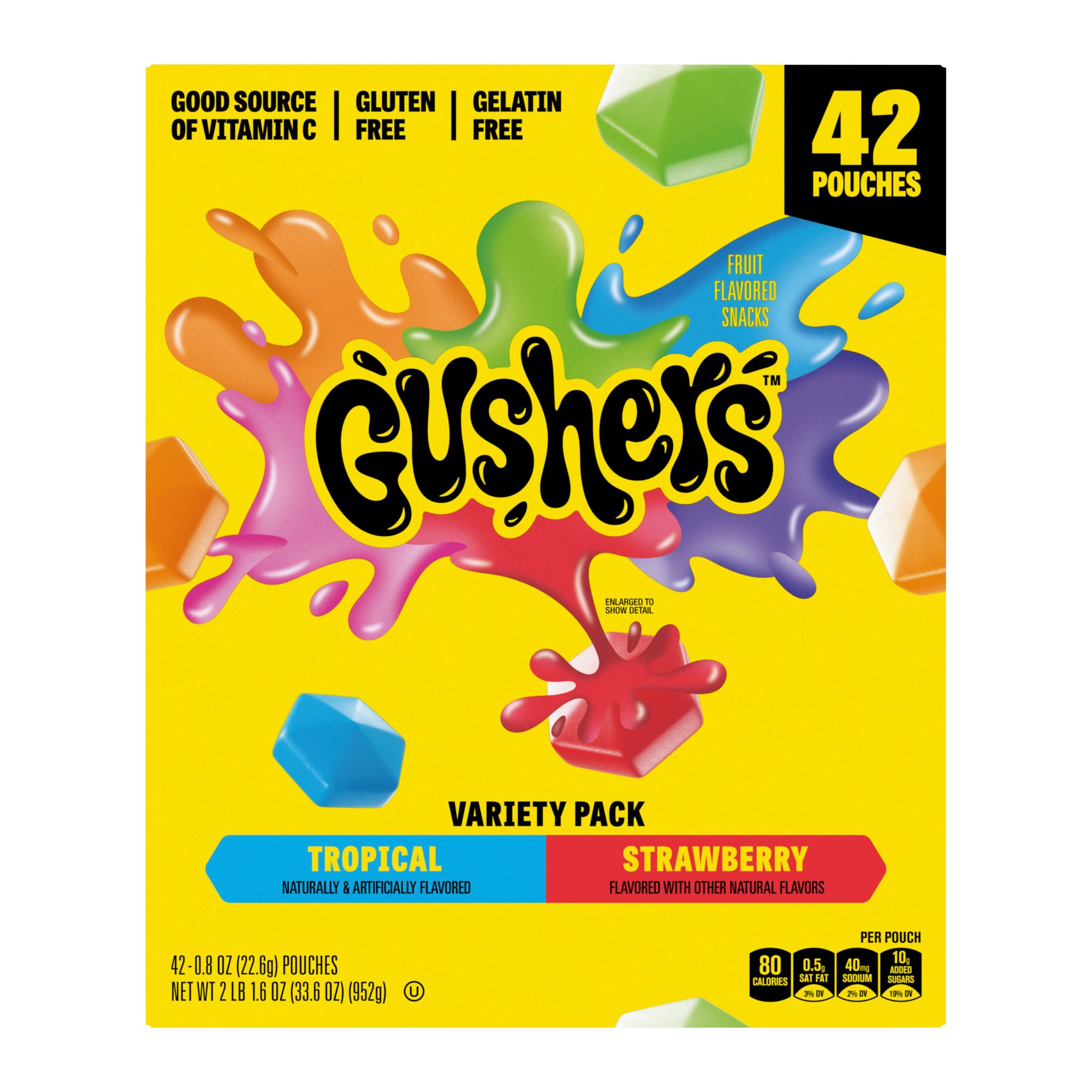 Gushers Strawberry Splash and Tropical Flavor Fruit Snacks