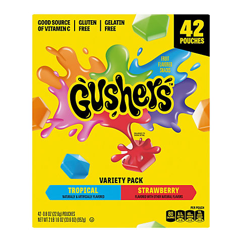 Gushers Strawberry Splash and Tropical Flavor Fruit Snacks, 42 ct.