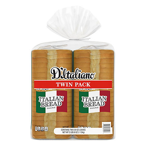 D'Italiano Plain Italian Bread, 2 pk./20 oz.