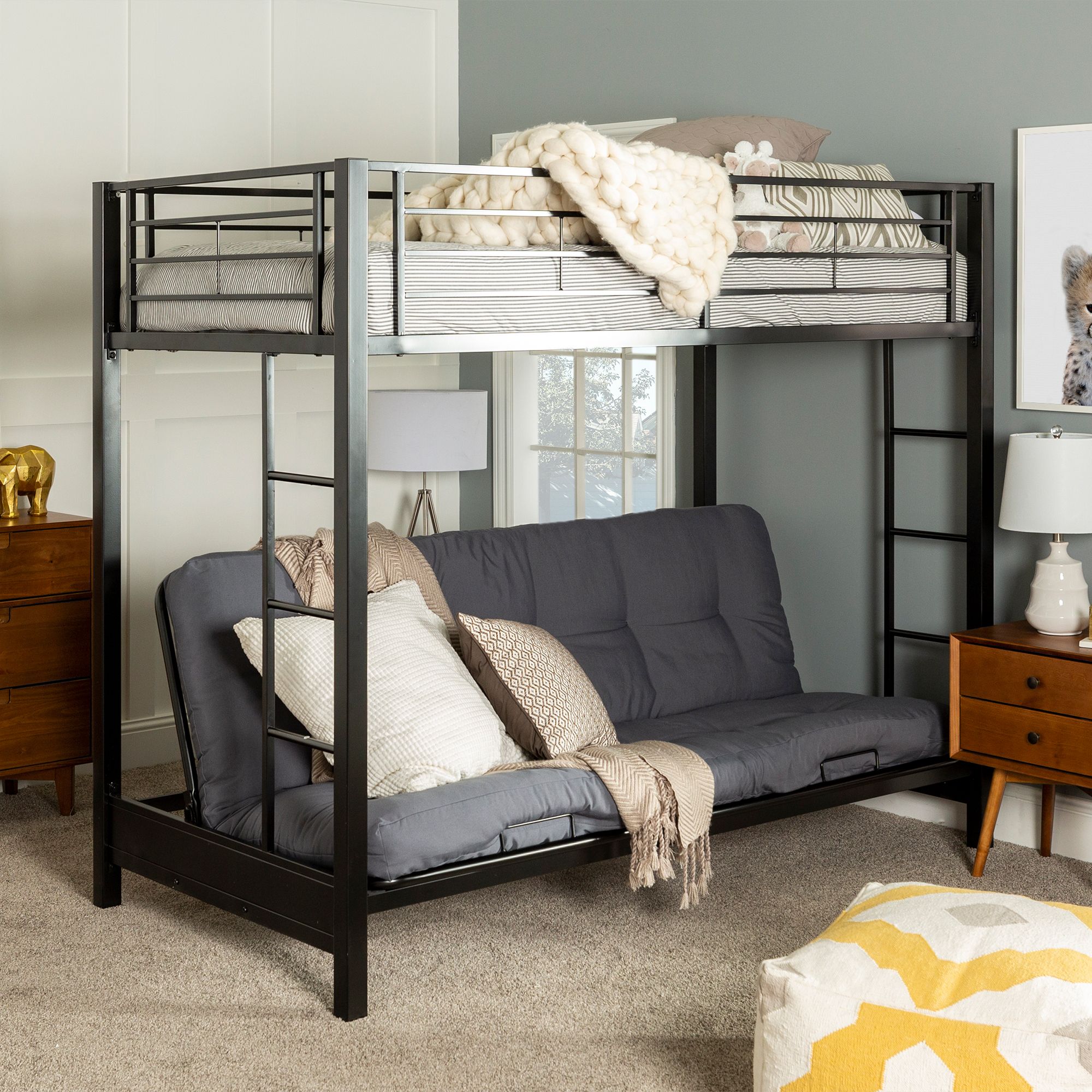 Twin over futon bunk shop bed with mattress included