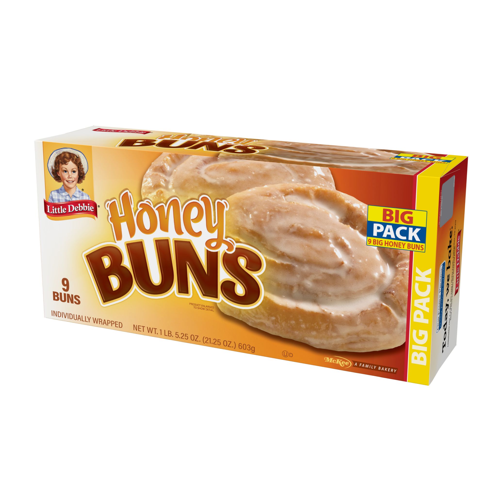 Great Value Glazed Honey Buns, 3 oz, 8 Count