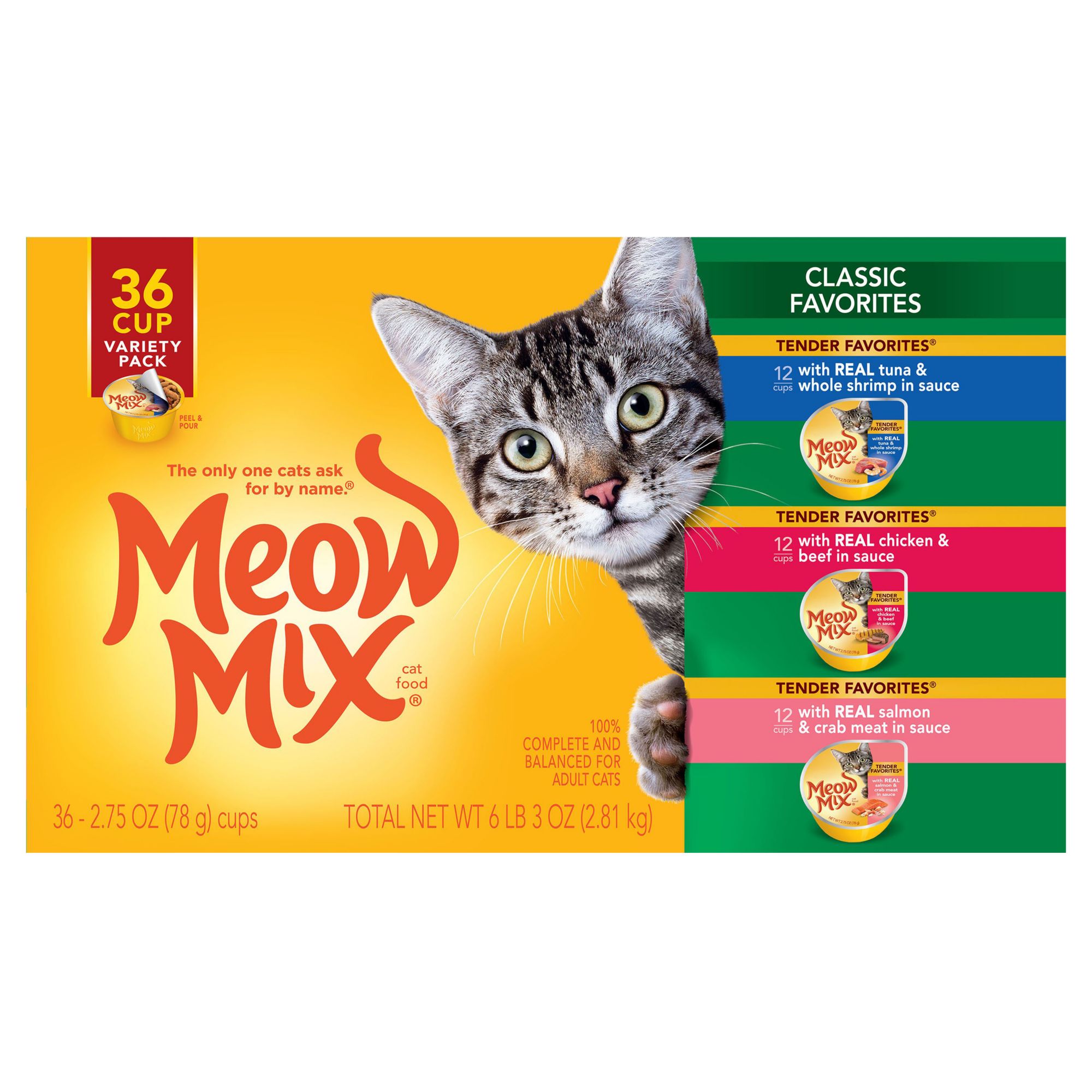 Meow Mix Cat Food, Tenders in Sauce, with Real Tuna & Whole Shrimp