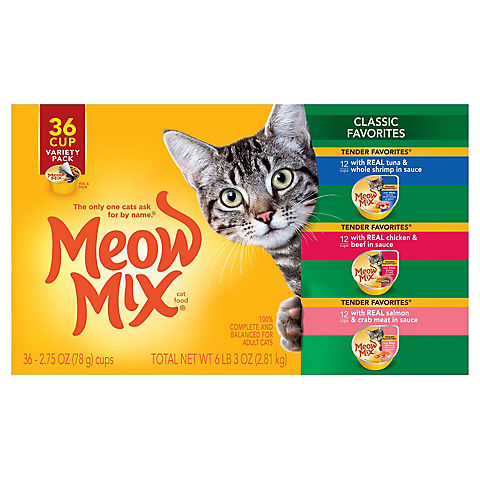 Meow Mix Classic Favorites Cat Food Variety Pack, 36 pk./2.75 oz.