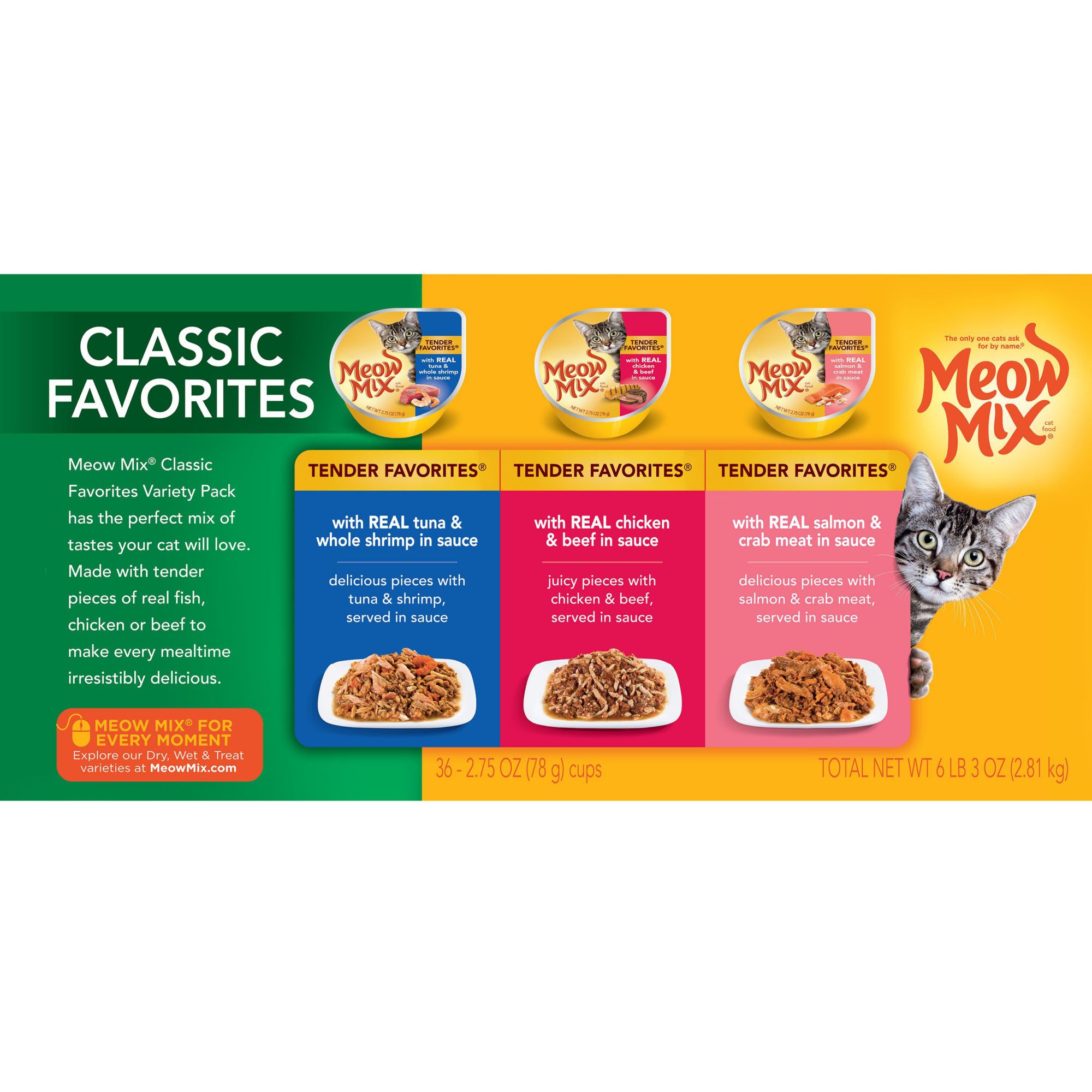 Meow Mix Classic Favorites Cat Food Variety Pack 36 pk. 2.75 oz