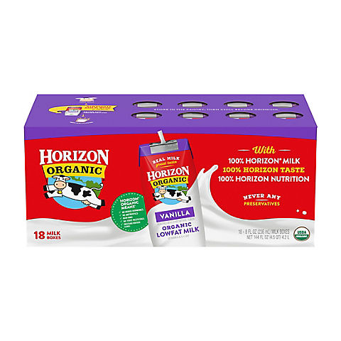 Horizon Organic Vanilla Low-Fat Milk, 18 pk./8 oz.
