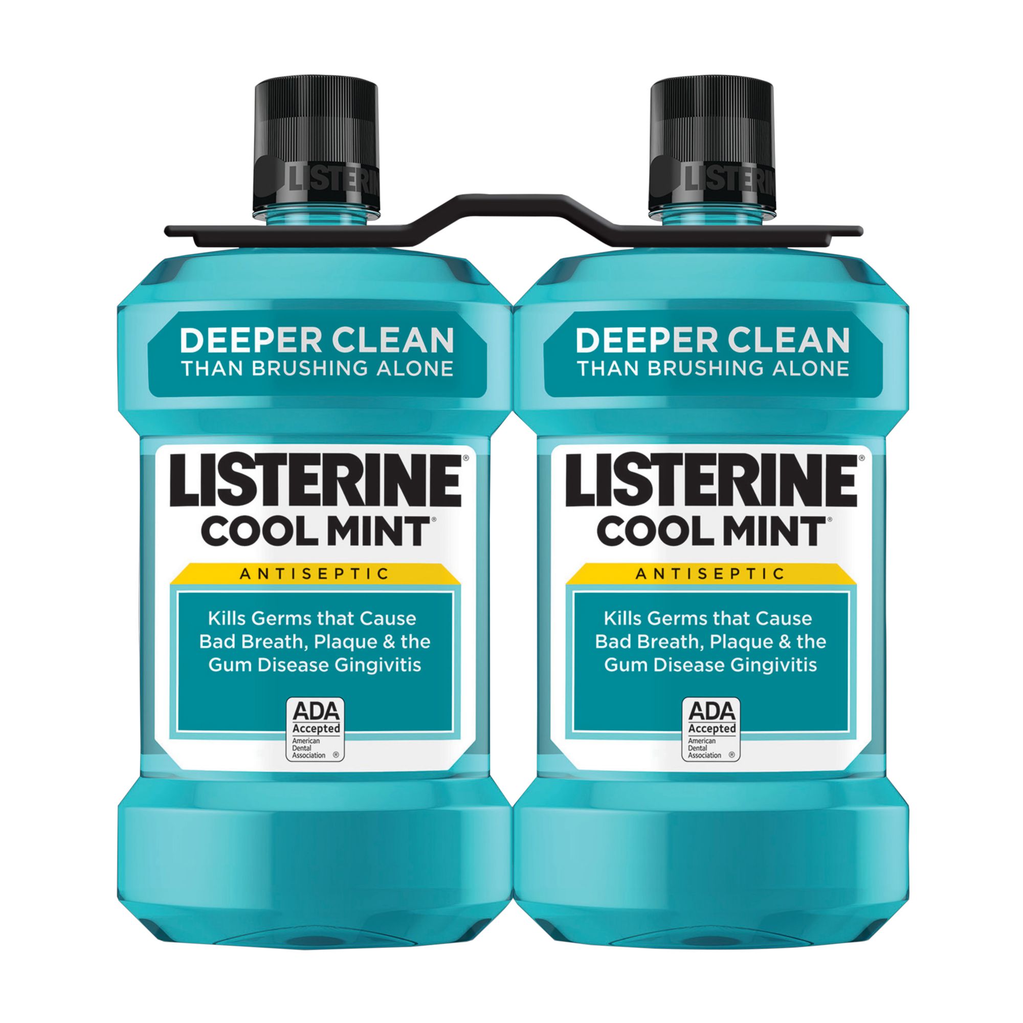 Listerine Cool Mint Antiseptic Mouthwash to Kill 99% of Germs That Cause  Bad Breath, Plaque and Gingivitis, Cool Mint Flavor, 1 L (Pack of 2)