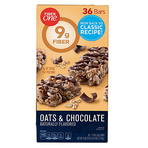 Fiber One Oats and Chocolate Chewy Bars, 36 ct.
