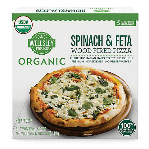 Wellsley Farms Organic Spinach & Feta Wood Fired Pizza, 3 ct.