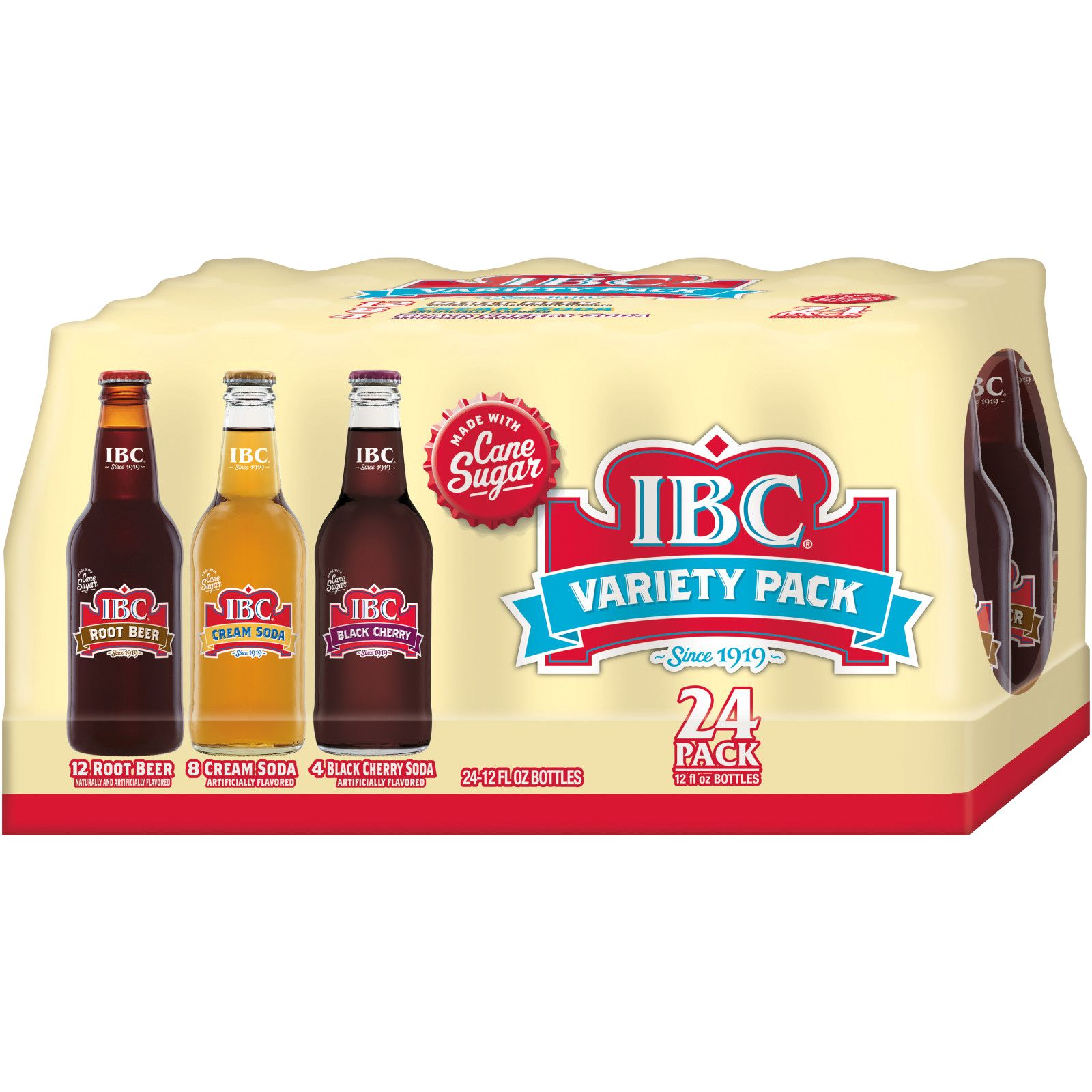 IBC Cream Soda Made with Sugar, Glass Bottles, 12 Fl Oz, 4 Count 