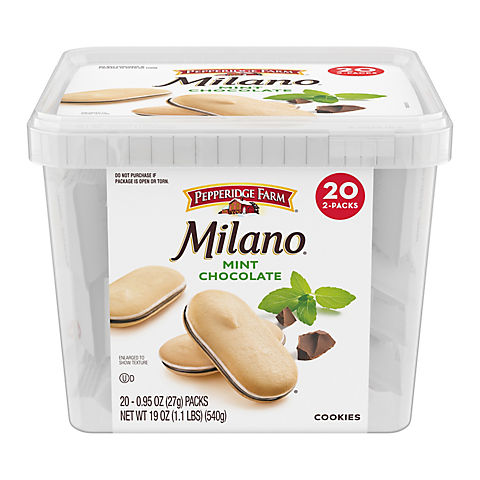 Pepperidge Farm Milano Mint Chocolate Cookies Multi-Pack Tub, 20 ct./19 oz.