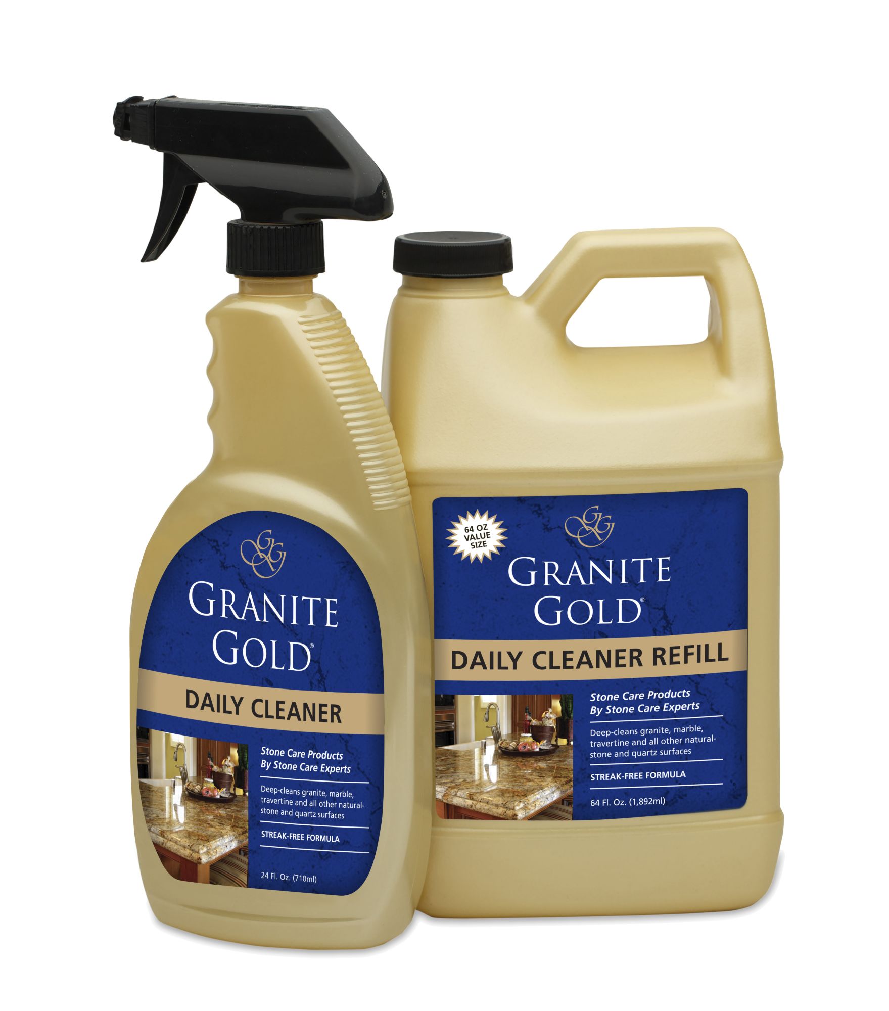 Granite Gold Daily Cleaner Spray and Refill Value Pack Streak-Free Cleaning  for Granite, Marble, Travertine, Quartz, Natural Stone Countertops, Floors