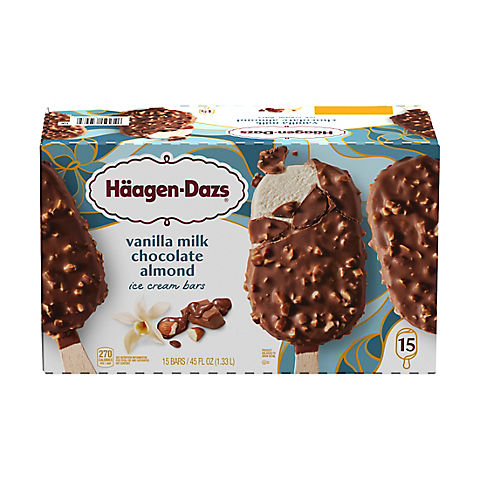 Haagen-Dazs Vanilla Milk Chocolate Almond Ice Cream Bars, 15 pk.
