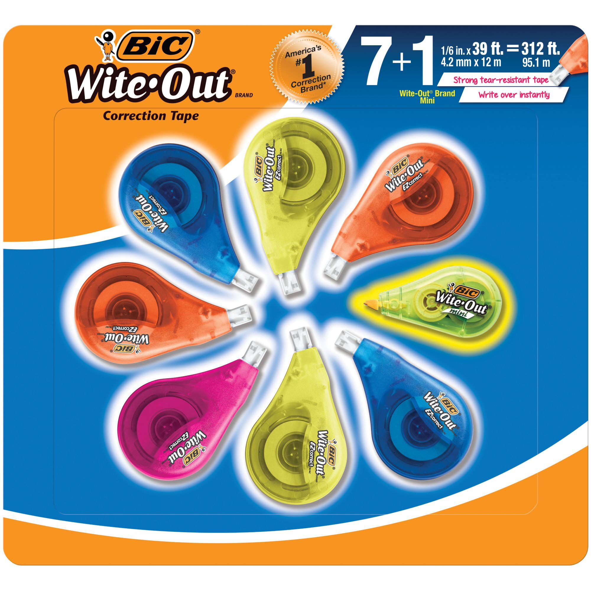 BIC® WITE-OUT® EXACT LINER CORRECTION TAPE, WHITE - Multi access office