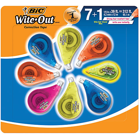 BIC Wite-Out EZ Correct Correction Tape, 7 ct. + 1 Bonus BIC Wite-Out Mini Correction Tape