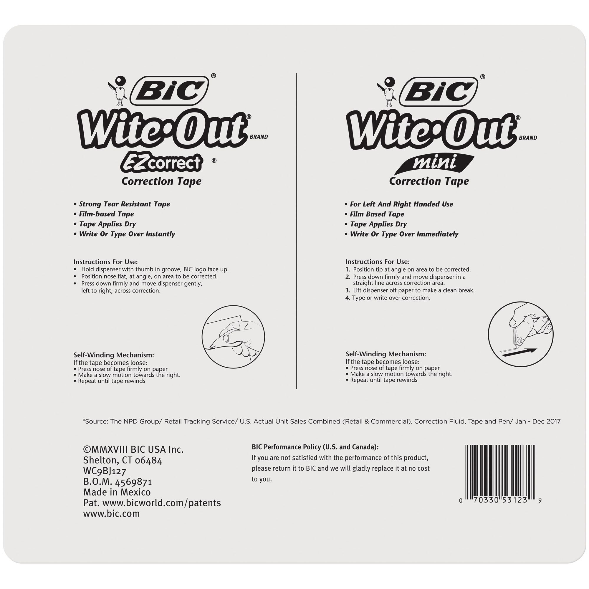 BIC Wite Out Mini Correction Tape White Pack Of 12 Dispensers - Office Depot