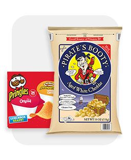 Snacks, showing Pringles and cheddar bites