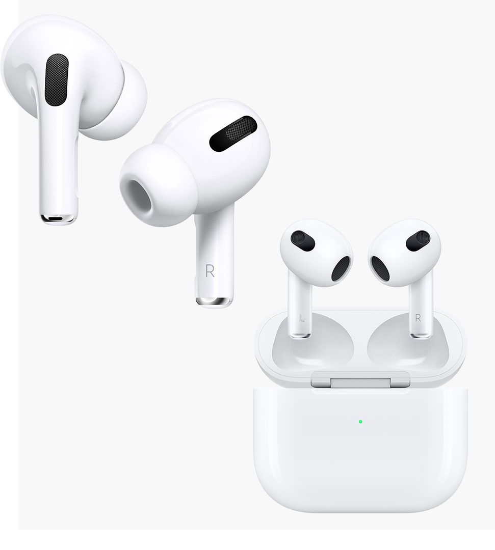 Photo of two airpods of different. generations