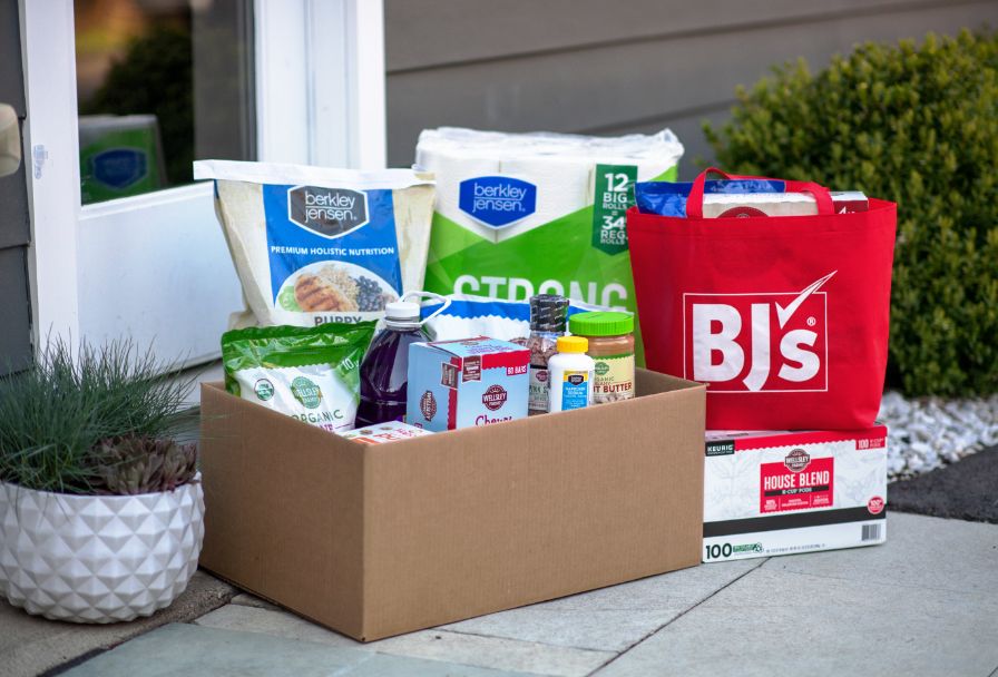 Box of groceries delivered to the doorstep